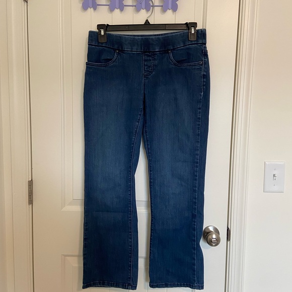 EUC LEE women’s medium wash blue denim pull on straight cut jeans size‎ 8 short - Picture 1 of 8